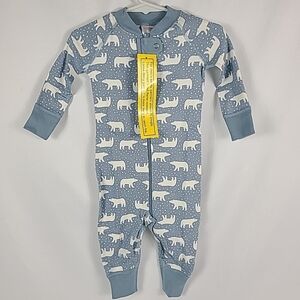 NEW Hanna Andersson Baby Holiday Family Print Sleeper Blue Polar Bear Sz 6-12 Mo